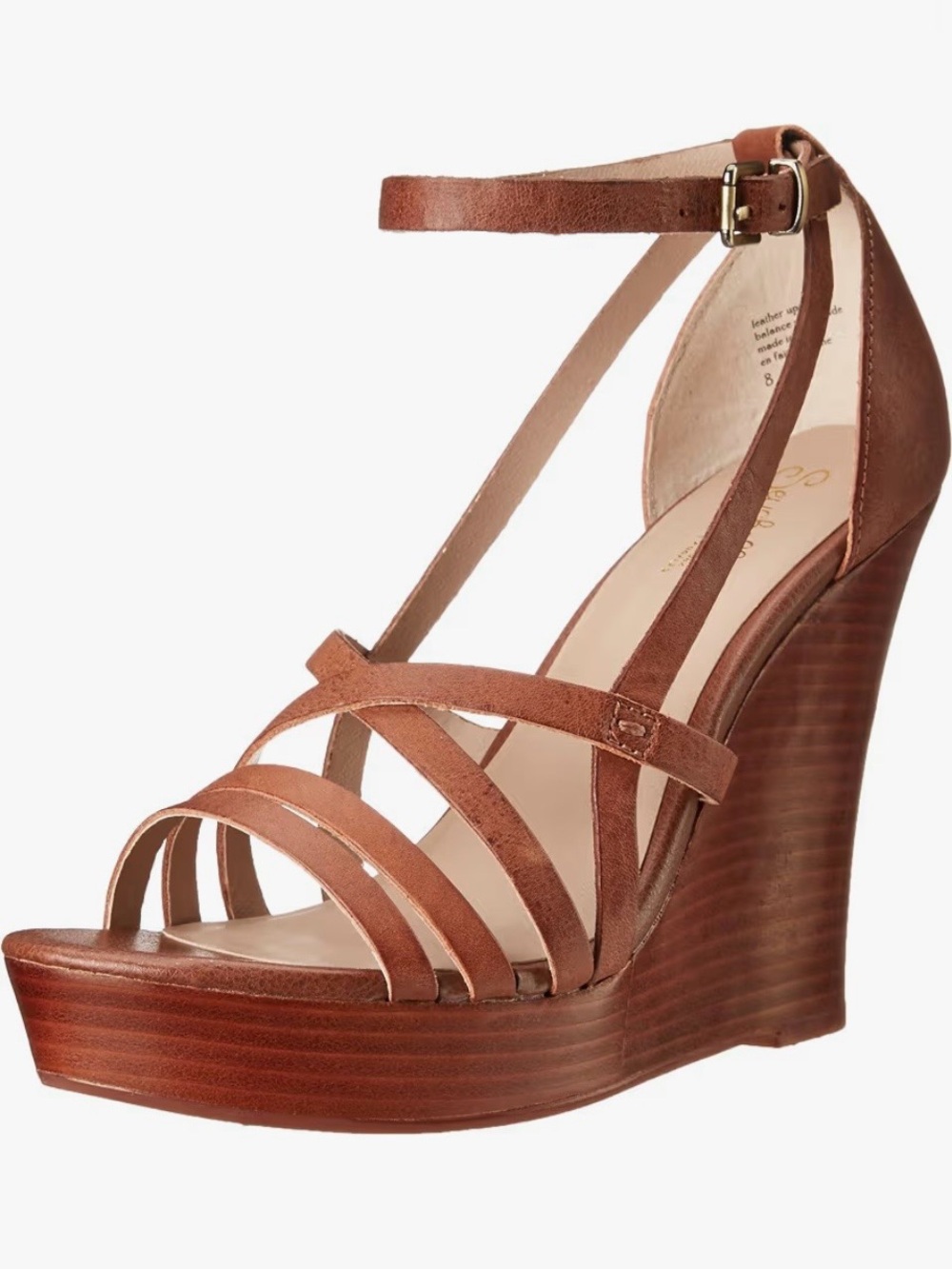 Women's Brown Leather Wedge Sandals